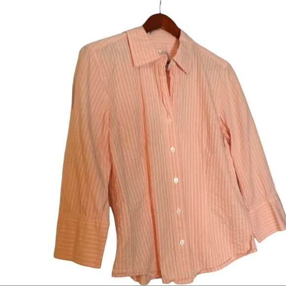 Talbots size Large cotton/Rayon blend. Light orange and white striped. EUC. - Picture 1 of 8